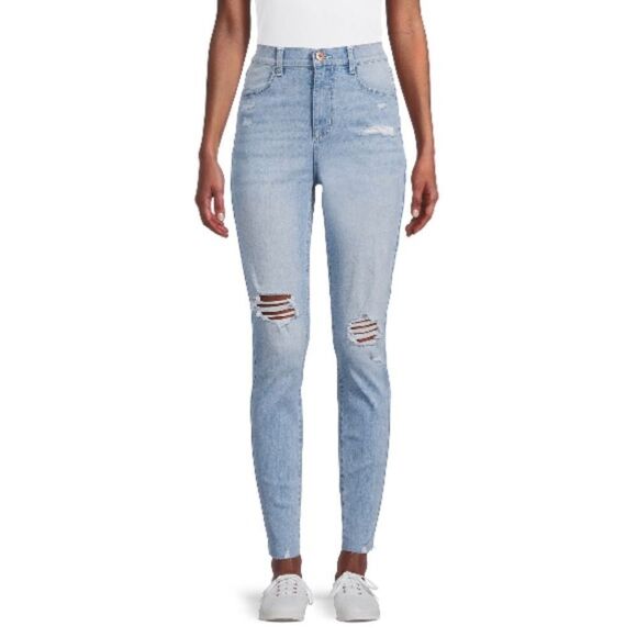 Women’s Juniors Super High Rise Curvy Slim Destructed Denim Jeans Pants Size 9 - Picture 3 of 5